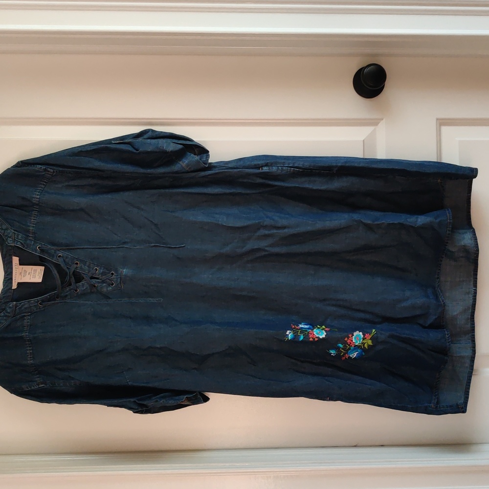 Philosophy NWOT denim dress with embroidery